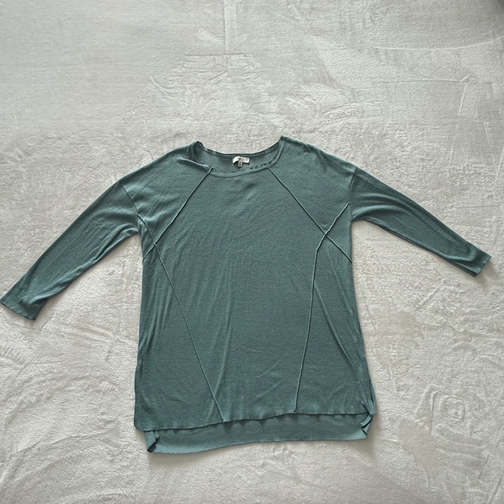 Hayden Los Angeles‎ Tunic Top Teal Green Seamed Long Sleeve Women S